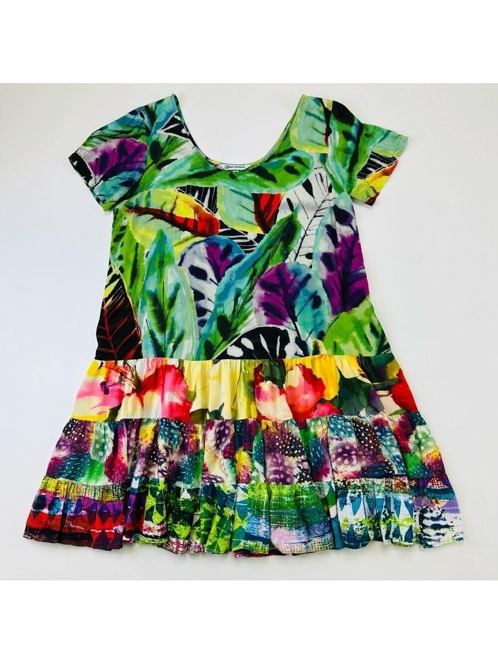 Jams World Hattie bright dress Small Hattie Jasper print short sleeve tiered hem